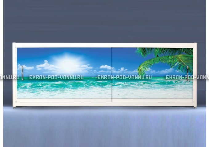 Экран на роликах EUROPLEX Пляж – купить по цене 12400 руб. в интернет-магазине в городе Саранск картинка 1