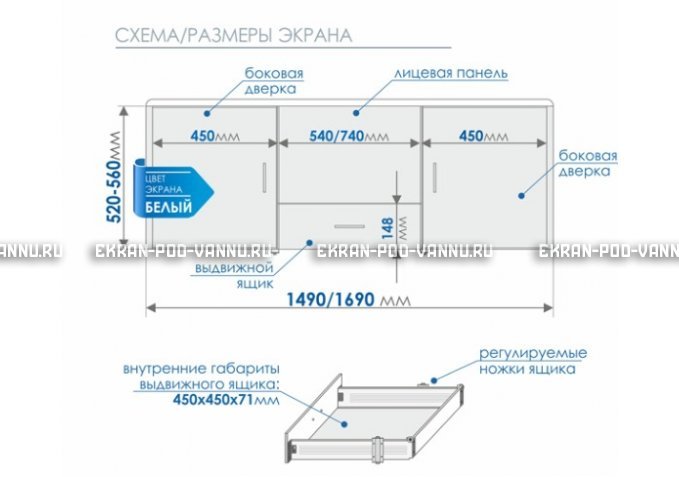 Экран с выдвижным ящиком МетаКам 150 – купить по цене 8450 руб. в интернет-магазине в городе Саранск картинка 6