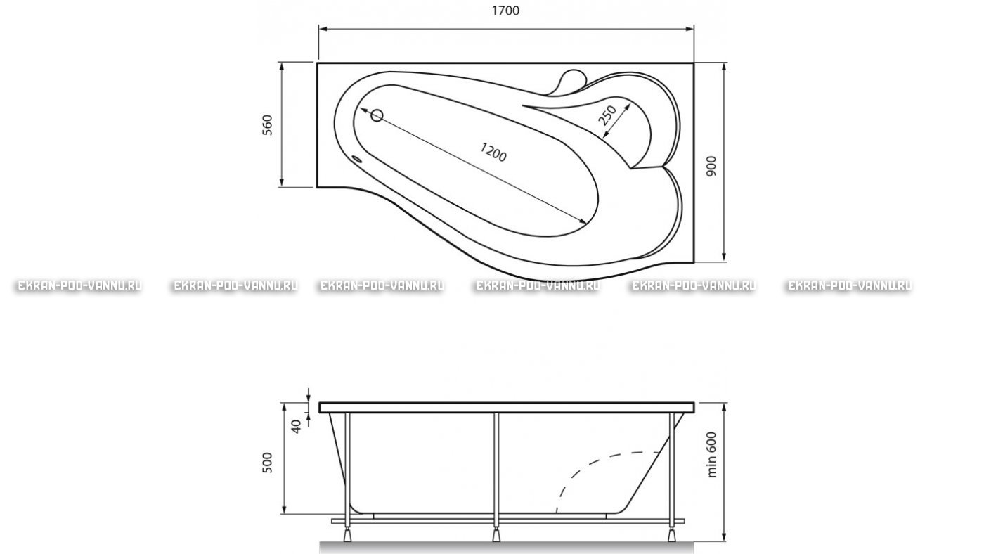 Акриловая ванна Relisan Isabella 170x90x60 – купить по цене 24130 руб. в интернет-магазине в городе Саранск картинка 13