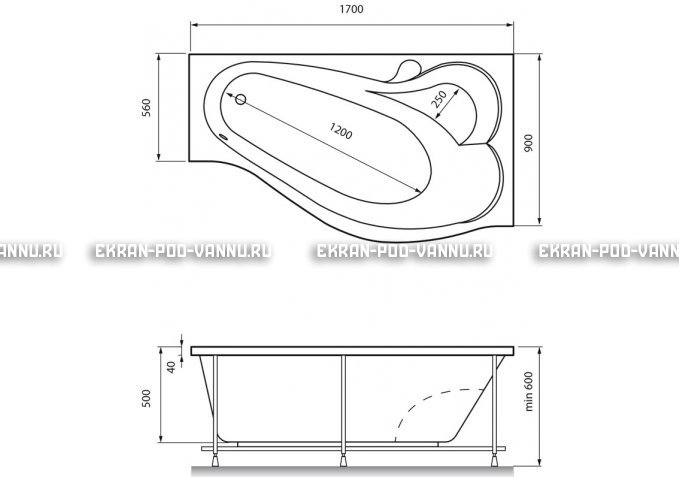 Акриловая ванна Relisan Isabella 170x90x60 – купить по цене 24130 руб. в интернет-магазине в городе Саранск картинка 4