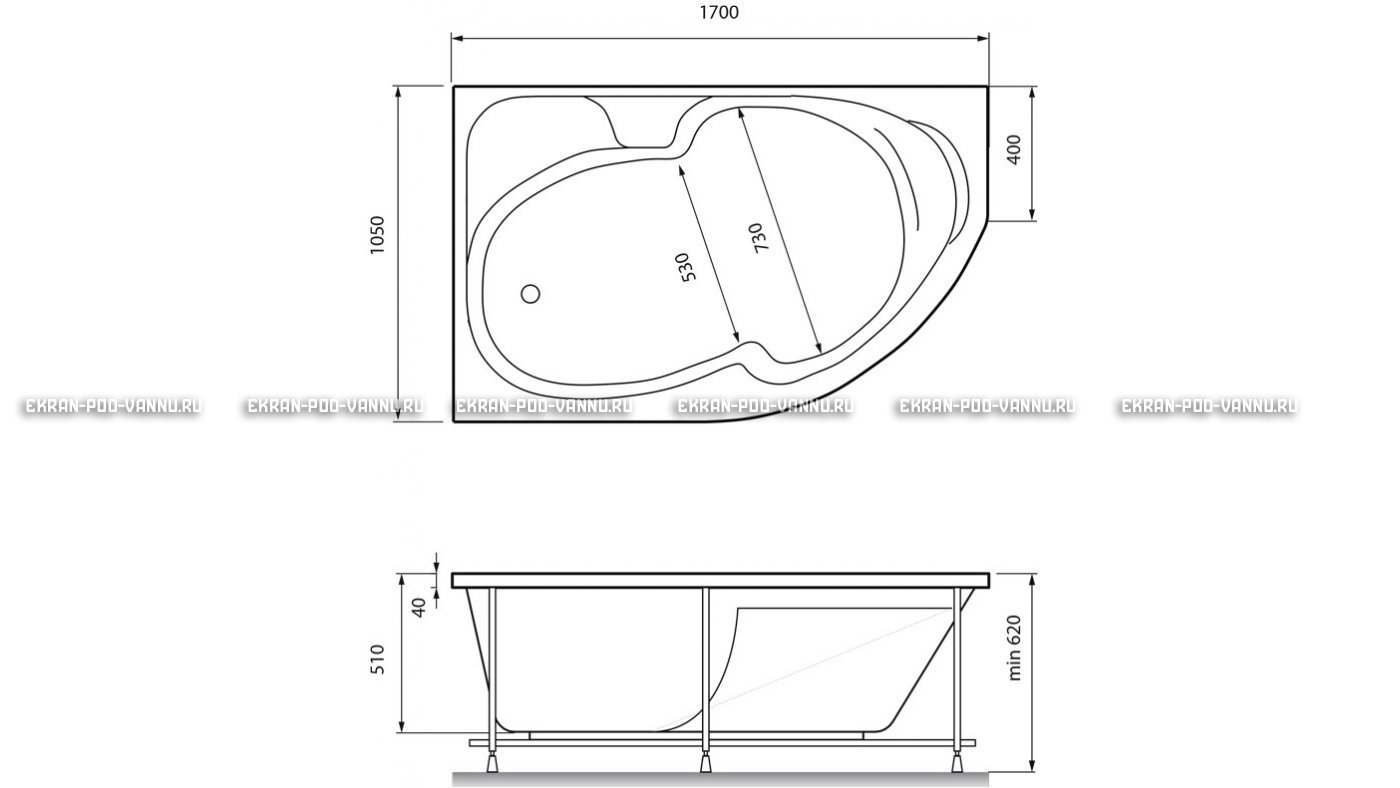 Акриловая ванна Relisan Sofi 170x105 – купить по цене 23480 руб. в интернет-магазине в городе Саранск картинка 13
