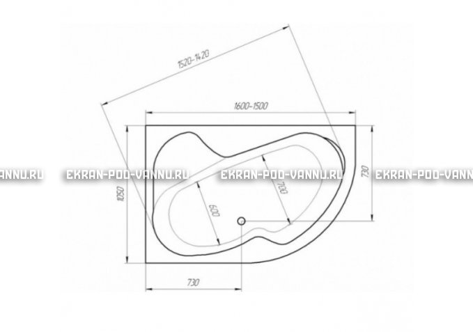 Акриловая ванна 1MarKa Aura 150x105 – купить по цене 16250 руб. в интернет-магазине в городе Саранск картинка 3