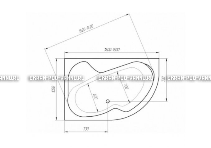 Акриловая ванна 1MarKa Imago 160x105 – купить по цене 16700 руб. в интернет-магазине в городе Саранск картинка 3