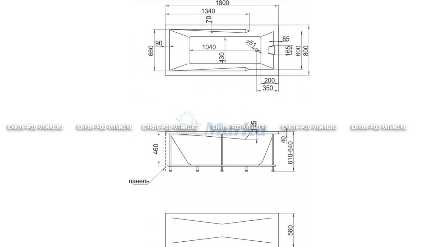 Акриловая ванна 1MarKa Raguza 180x80 – купить по цене 17854 руб. в интернет-магазине в городе Саранск картинка 13
