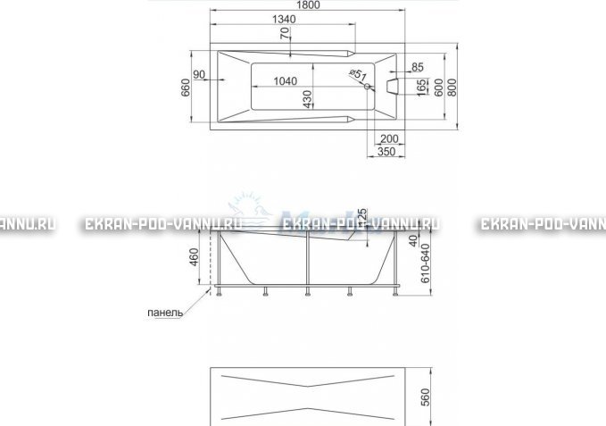 Акриловая ванна 1MarKa Raguza 180x80 – купить по цене 17854 руб. в интернет-магазине в городе Саранск картинка 4