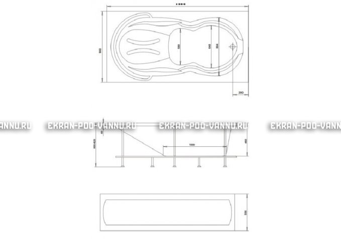 Акриловая ванна 1MarKa Taormina 180x90 – купить по цене 17670 руб. в интернет-магазине в городе Саранск картинка 3
