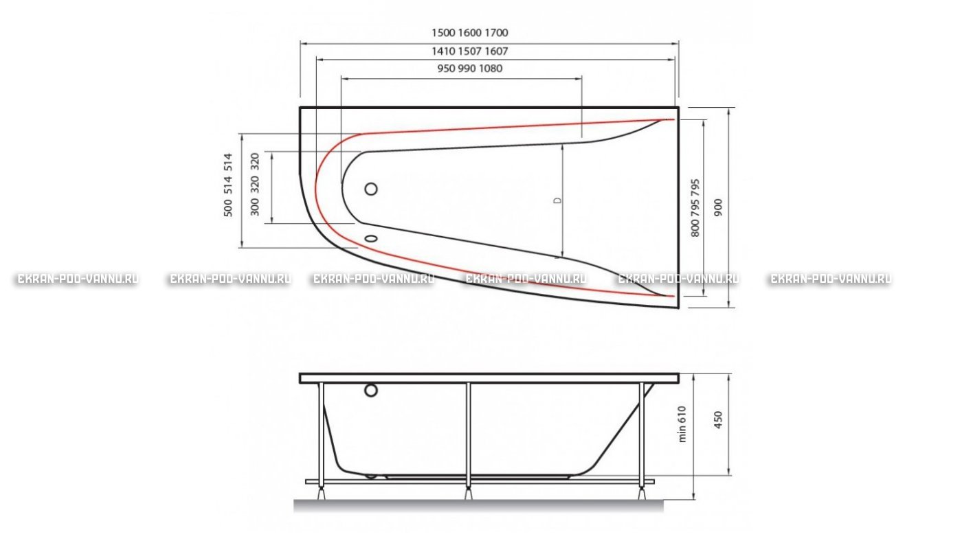 Акриловая ванна Vayer Boomerang 150x90 – купить по цене 42270 руб. в интернет-магазине в городе Саранск картинка 10