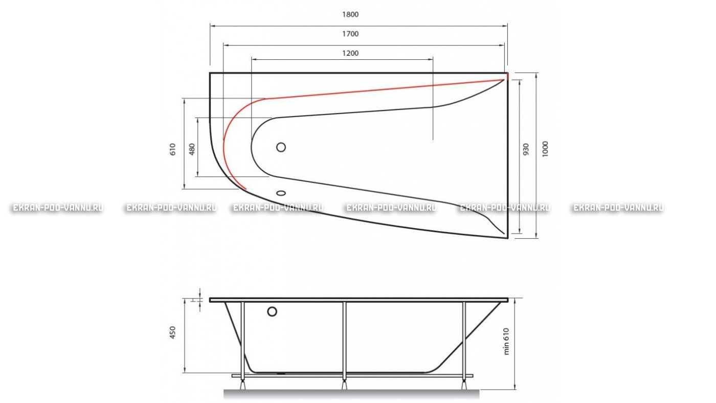 Акриловая ванна Vayer Boomerang 180x100 – купить по цене 53030 руб. в интернет-магазине в городе Саранск картинка 13