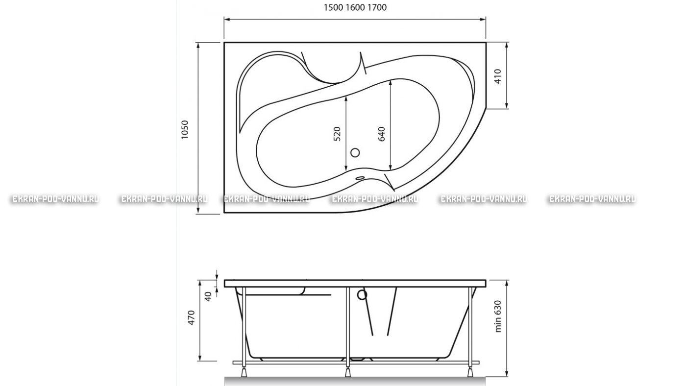 Акриловая ванна Vayer Azalia 160x105 – купить по цене 28220 руб. в интернет-магазине в городе Саранск картинка 16