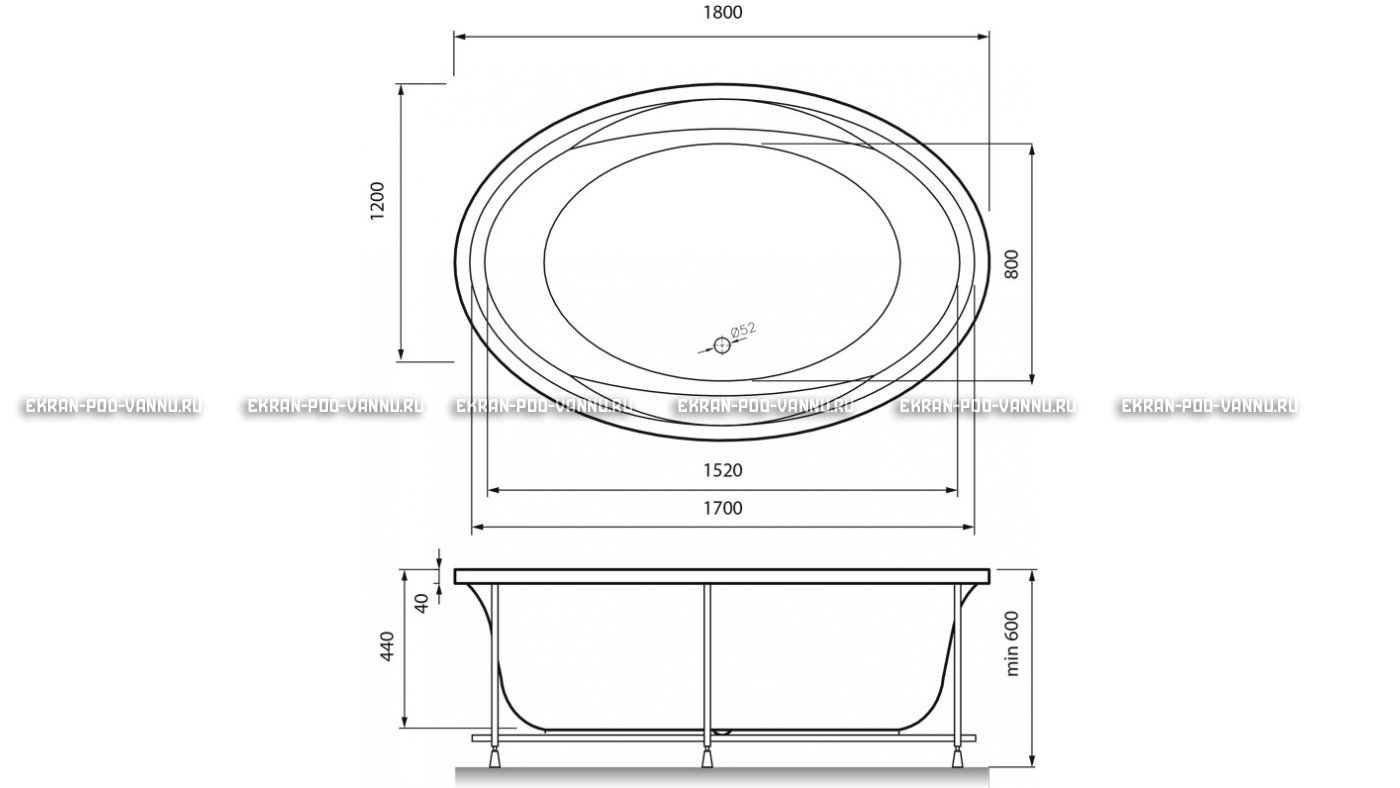 Акриловая ванна Vayer Opal 180x120 – купить по цене 33850 руб. в интернет-магазине в городе Саранск картинка 13