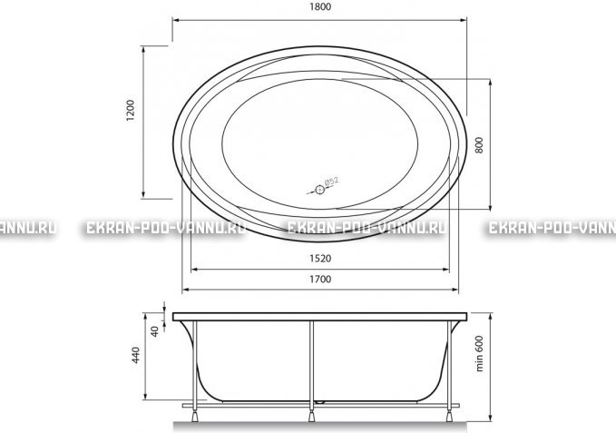 Акриловая ванна Vayer Opal 180x120 – купить по цене 33850 руб. в интернет-магазине в городе Саранск картинка 4