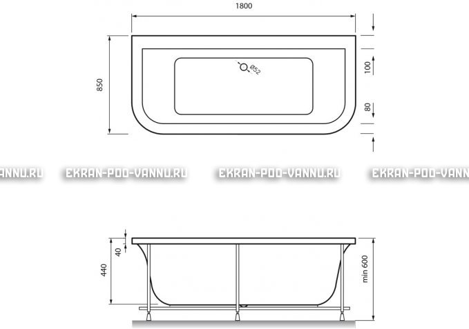 Акриловая ванна Vayer Options BTW 180x85 – купить по цене 25880 руб. в интернет-магазине в городе Саранск картинка 4